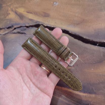 Lizard Watch Strap Handmade | Bespoke Olive Watch Band for Men | Leather Strap | Luxury Gift