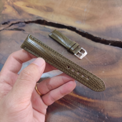 Lizard Watch Strap Handmade | Bespoke Olive Watch Band for Men | Leather Strap | Luxury Gift
