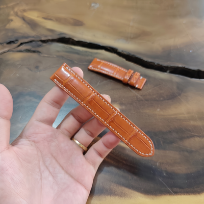 Alligator Watch Strap Handmade | Bespoke Orange Watch Band for Men | Leather Strap | Luxury Gift