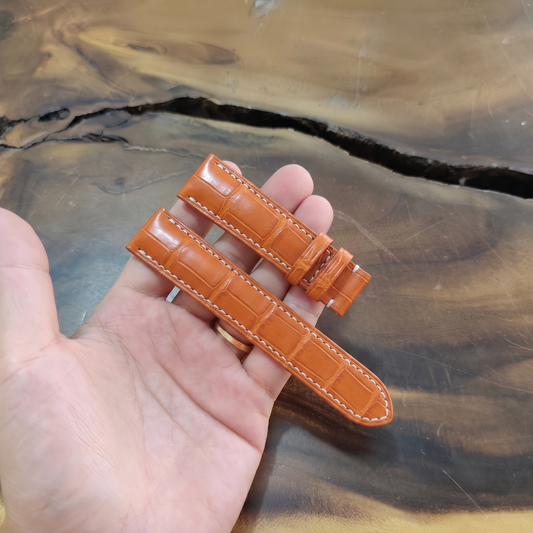 Orange Alligator Leather Watch Strap by Thor Leather Craft