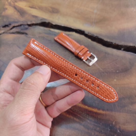 Lizard Watch Strap Handmade | Bespoke Orange Watch Band for Men | Leather Strap | Luxury Gift
