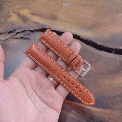 Lizard Watch Strap Handmade | Bespoke Orange Watch Band for Men | Leather Strap | Luxury Gift