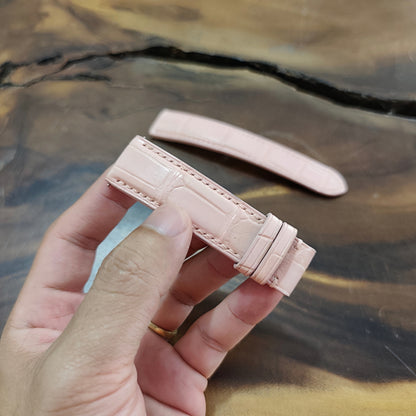 Alligator Watch Strap Handmade | Bespoke Pink Watch Band for Men | Leather Strap | Luxury Gift