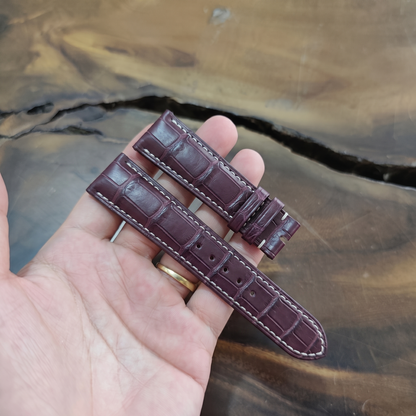 Personalized Purple Alligator Leather Watch Strap | Hand Stitched Exotic Replacement Band