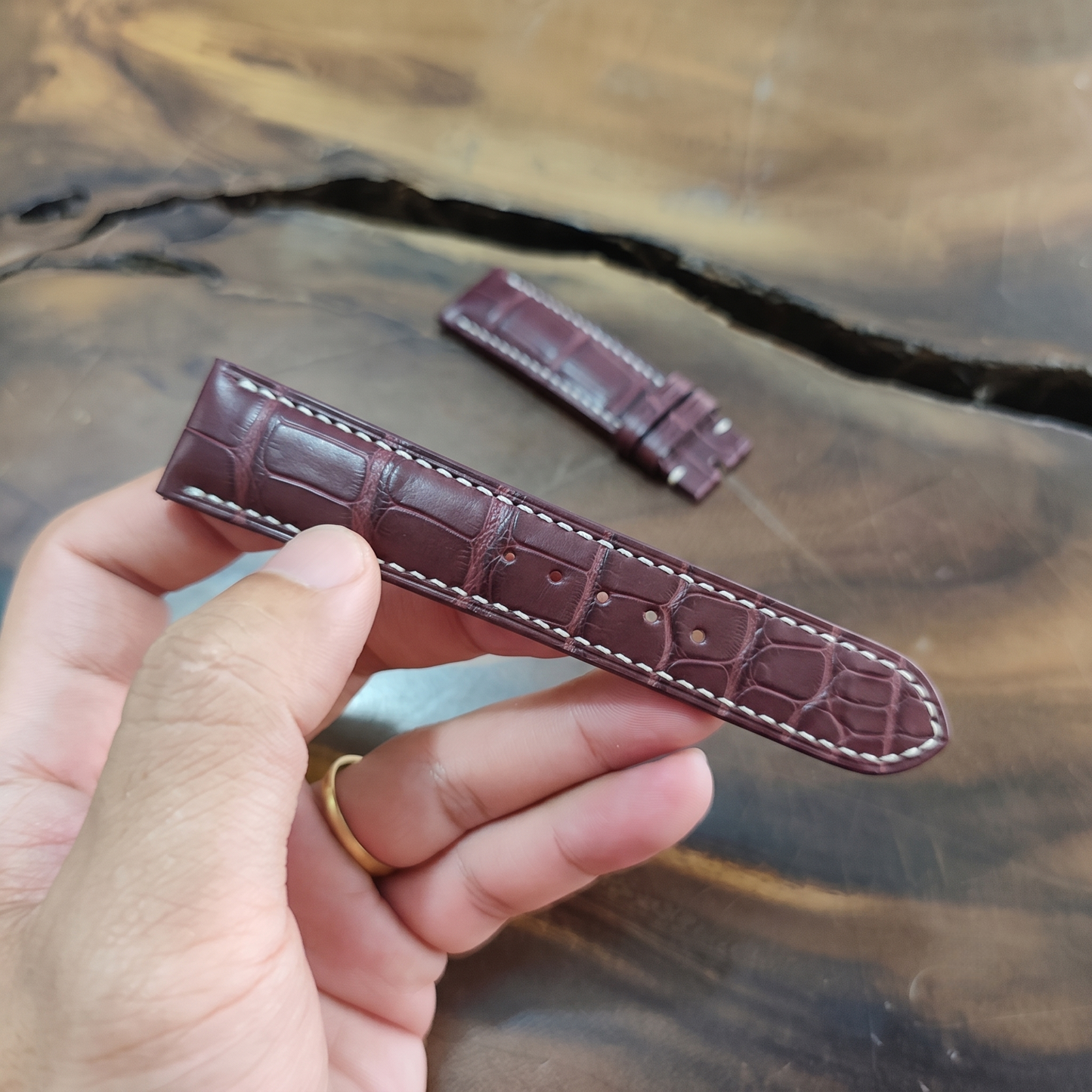 Personalized Purple Alligator Leather Watch Strap | Hand Stitched Exotic Replacement Band