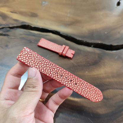 Red Stingray Watch Strap Handmade | Exotic Leather Strap | Luxury Gift