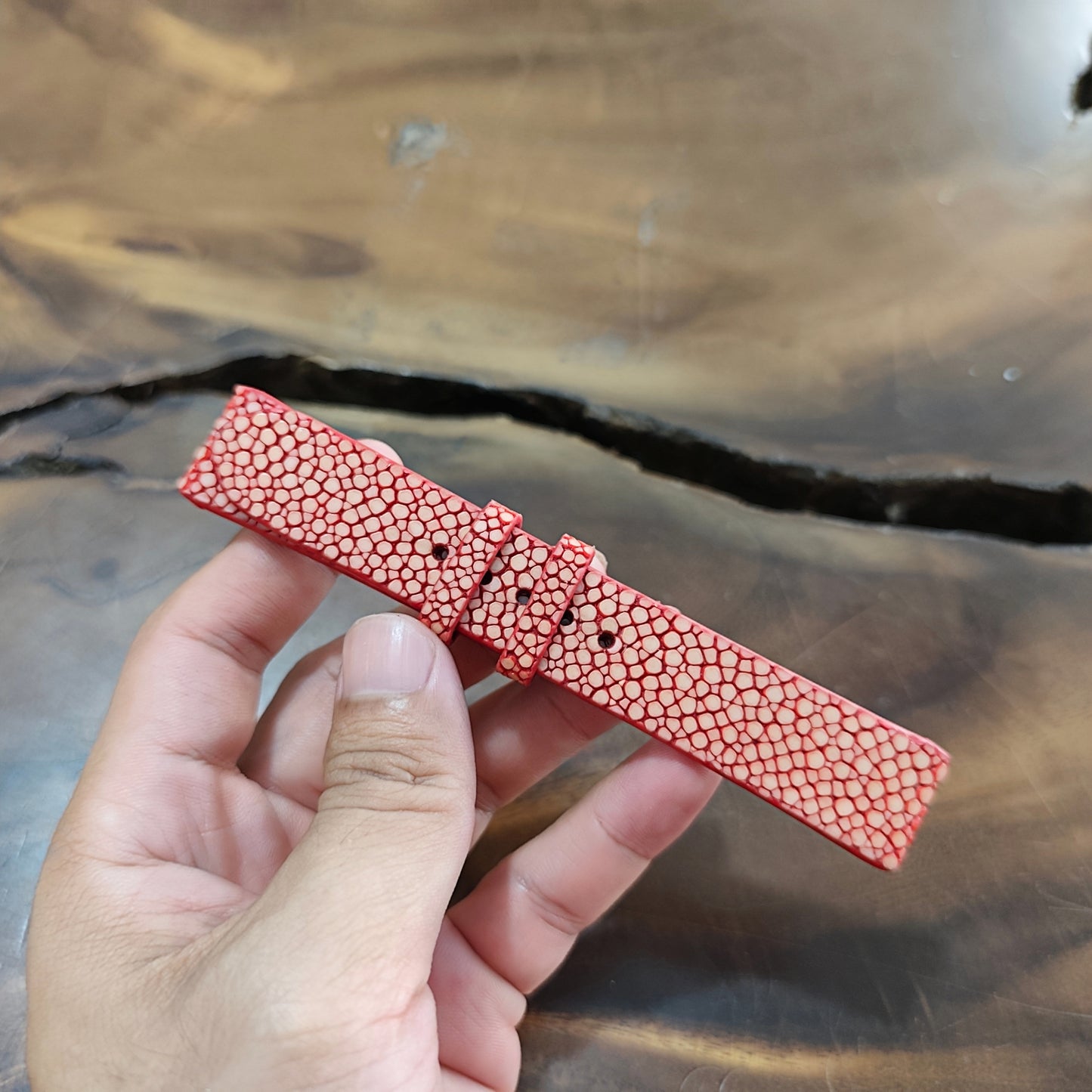 Red Stingray Watch Strap Handmade | Exotic Leather Strap | Luxury Gift