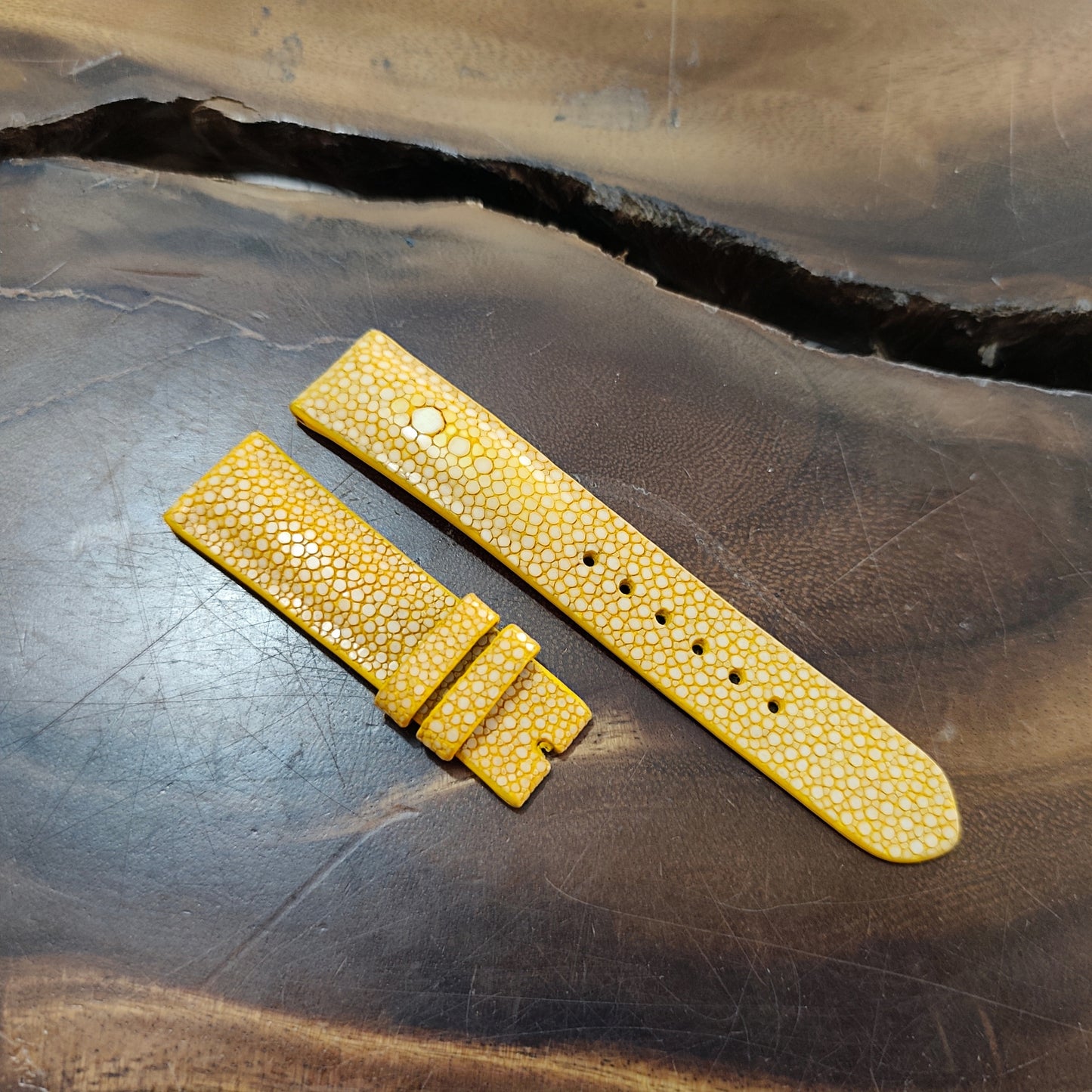 Yellow Stingray Watch Strap Handmade | Exotic Leather Strap | Luxury Gift