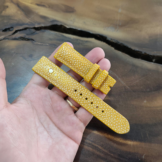 Yellow Stingray Leather Watch Strap by Thor Leather Craft