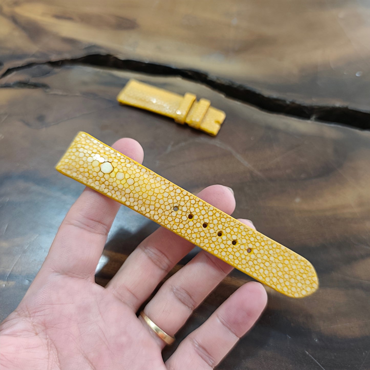 Yellow Stingray Watch Strap Handmade | Exotic Leather Strap | Luxury Gift