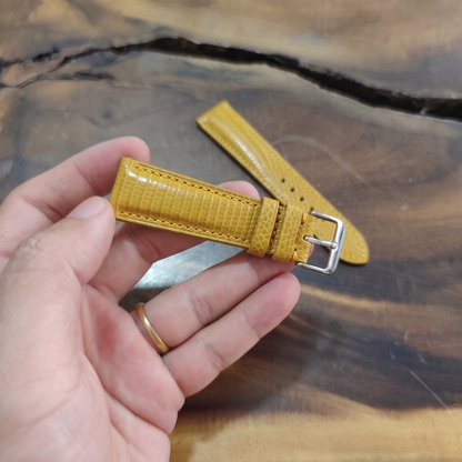 Lizard Watch Strap Handmade | Bespoke Yellow Watch Band for Men | Leather Strap | Luxury Gift
