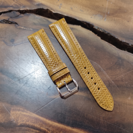 Lizard Watch Strap Handmade | Bespoke Yellow Watch Band for Men | Leather Strap | Luxury Gift