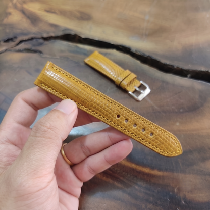 Lizard Watch Strap Handmade | Bespoke Yellow Watch Band for Men | Leather Strap | Luxury Gift