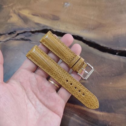 Lizard Watch Strap Handmade | Bespoke Yellow Watch Band for Men | Leather Strap | Luxury Gift
