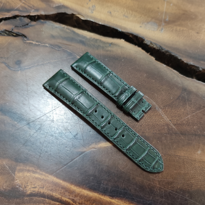Alligator Watch Strap Handmade | Bespoke Dark Green Crocodile Watch Band for Men | Saddle Stitched Leather Strap | Luxury Gift (Copy)