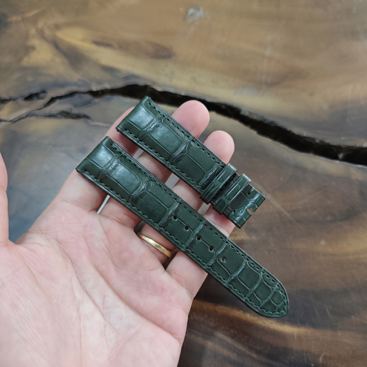 Dark Green Alligator Leather Watch Strap by Thor Leather Craft