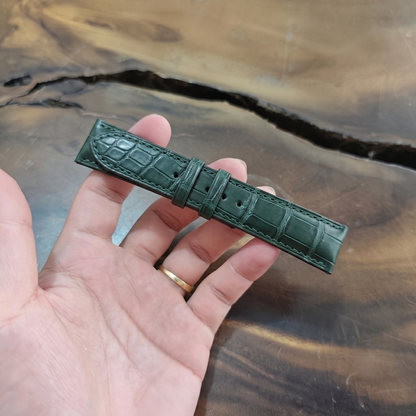 Alligator Watch Strap Handmade | Bespoke Dark Green Crocodile Watch Band for Men | Saddle Stitched Leather Strap | Luxury Gift (Copy)