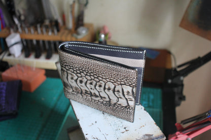 Ostrich Leg Bifold Wallet by Thor Leather Craft - detail view 3