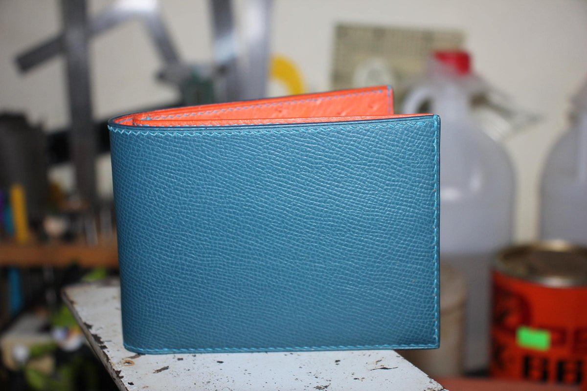 Ostrich Bifold Wallet, Cognac by Thor Leather Craft - detail view 3