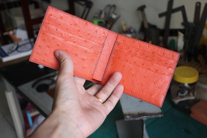 Ostrich Bifold Wallet, Cognac by Thor Leather Craft - detail view 2