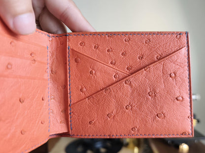 Ostrich Bifold Wallet, Cowhide Interior by Thor Leather Craft - detail view 3