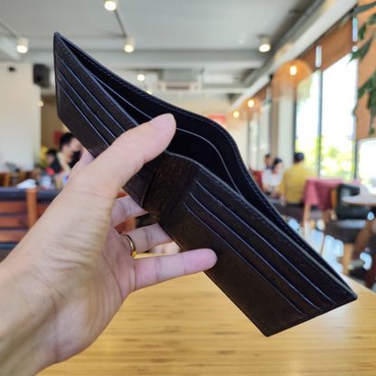 Black Ostrich Bifold Wallet by Thor Leather Craft - detail view 3