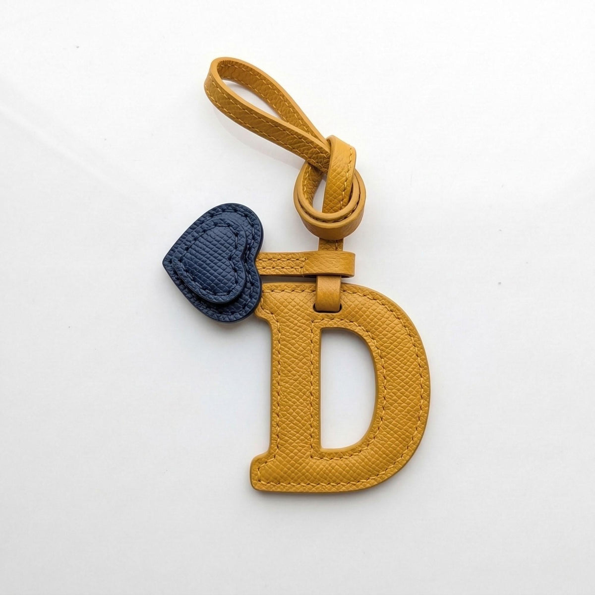 Letter D Textured Calfskin Bag Charm by Thor Leather Craft - detail view 2