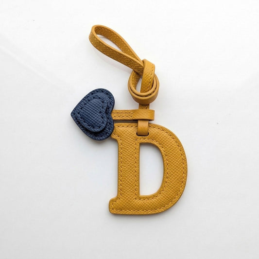 Letter D Textured Calfskin Bag Charm by Thor Leather Craft - detail view 2