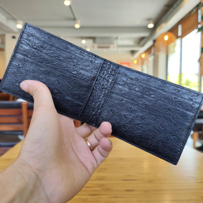 Black Ostrich Bifold Wallet by Thor Leather Craft - detail view 2