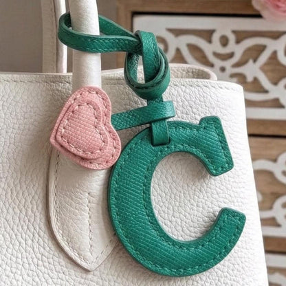Letter C Textured Calfskin Bag Charm by Thor Leather Craft