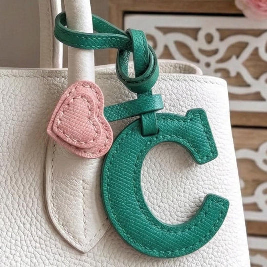 Letter C Textured Calfskin Bag Charm by Thor Leather Craft