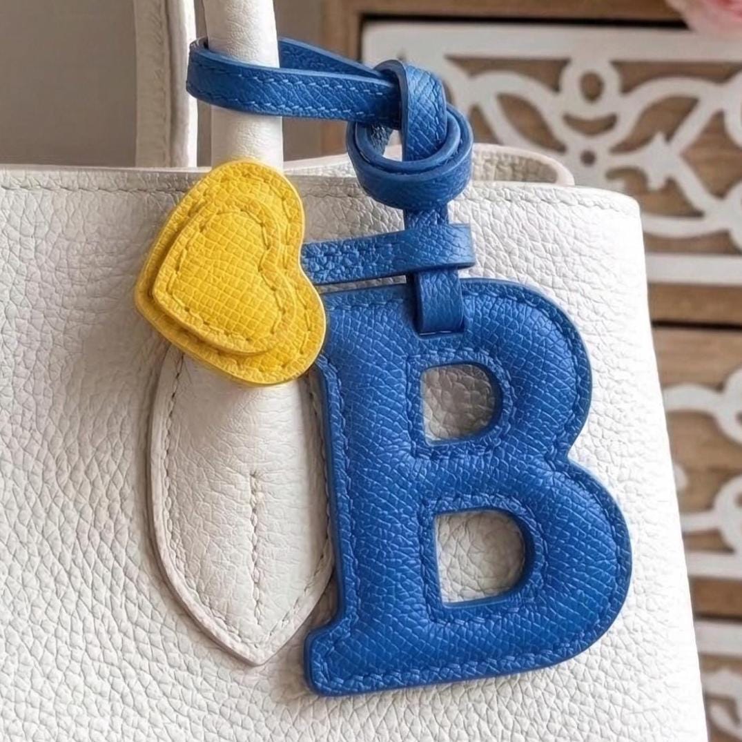 Letter B Textured Calfskin Bag Charm by Thor Leather Craft