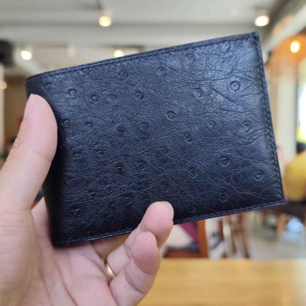 Black Ostrich Bifold Wallet