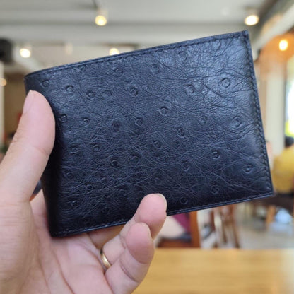 Black Ostrich Bifold Wallet