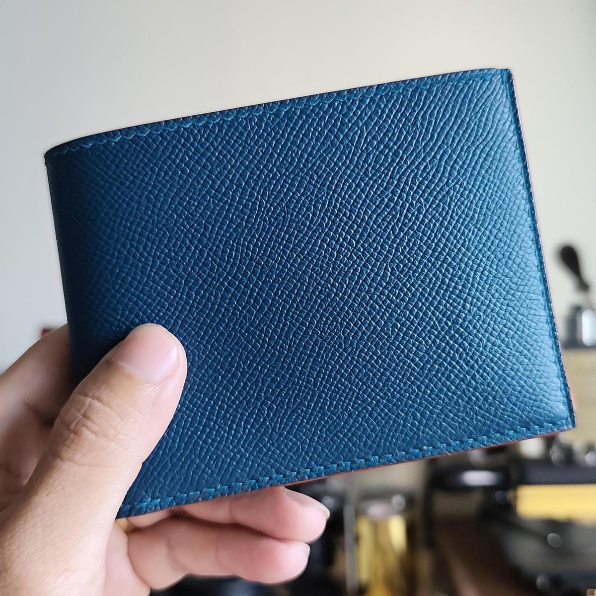 Ostrich Bifold Wallet Cowhide Interior