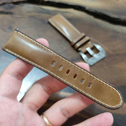 Brown Leather Watch Strap, Pull-Up by Thor Leather Craft - detail view 3