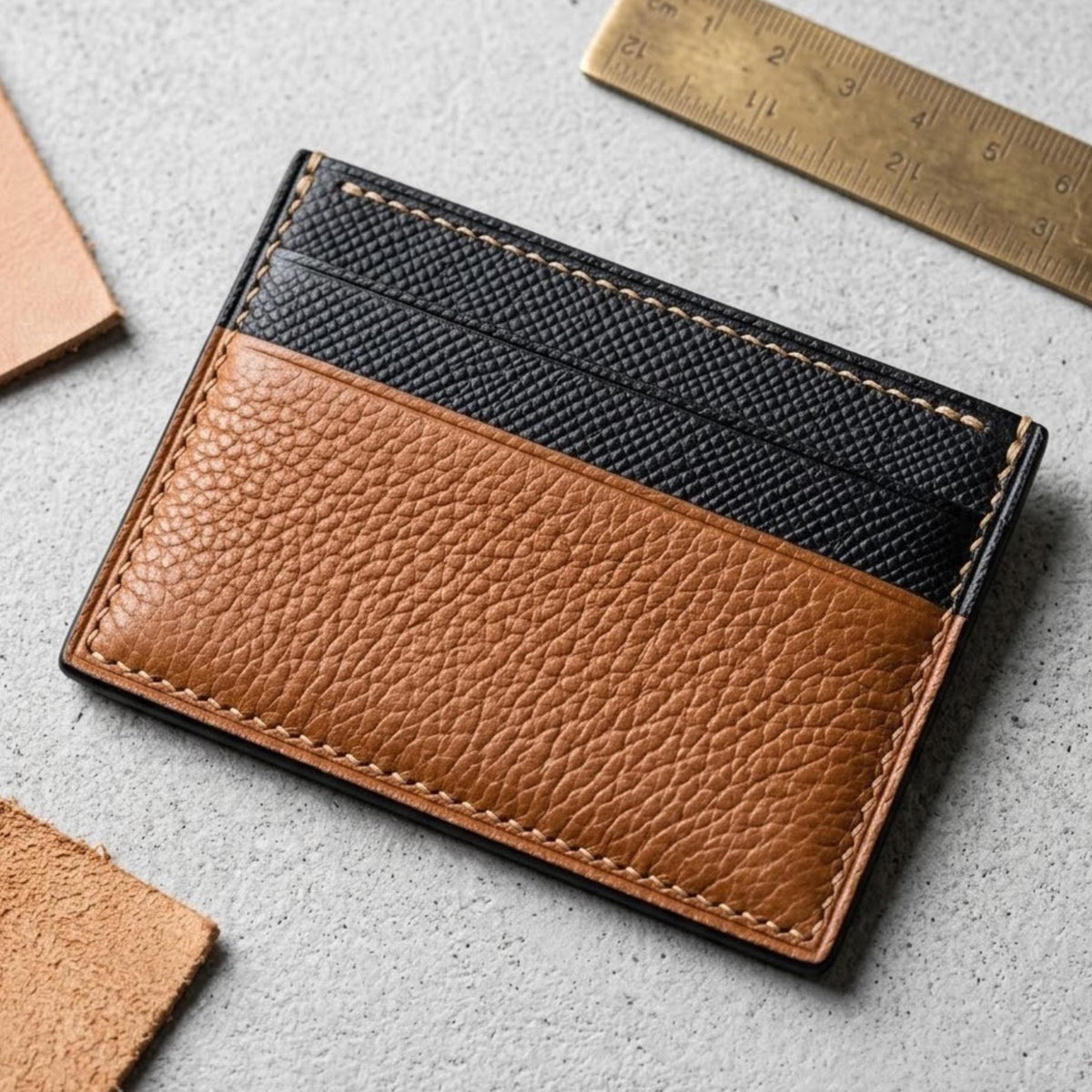Brown Pebbled Calfskin Cardholder