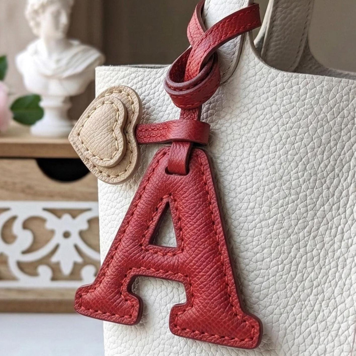 Personalized Leather Letter A Keychain