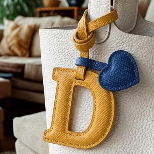 Letter D Textured Calfskin Bag Charm by Thor Leather Craft