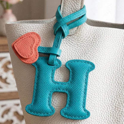 Letter H Textured Calfskin Bag Charm by Thor Leather Craft
