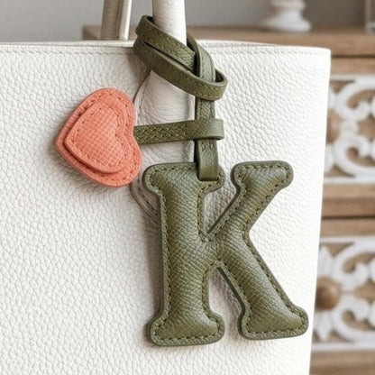 Letter K Textured Calfskin Bag Charm by Thor Leather Craft