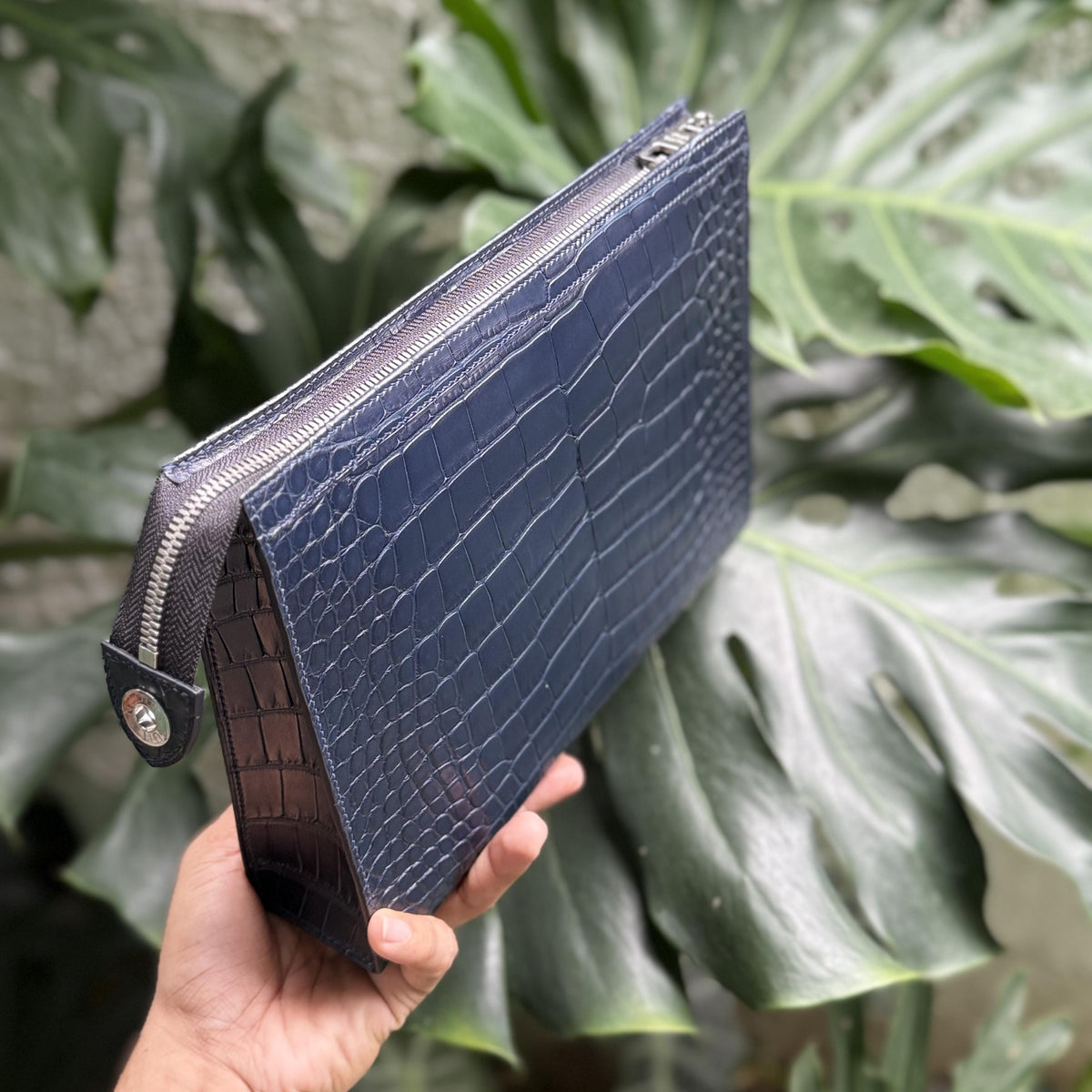 Portfolio Alligator Leather Clutch Bag - Style 2 by Thor Leather Craft - detail view 4