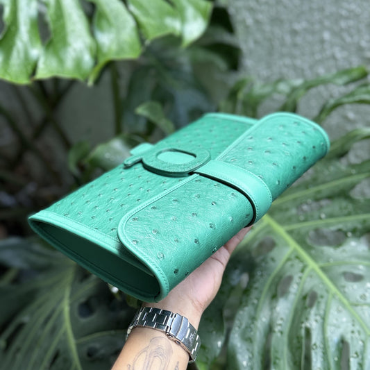 Ostrich Leather Clutch Bag by Thor Leather Craft - detail view 2