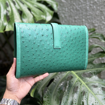 Ostrich Leather Clutch Bag by Thor Leather Craft - detail view 3