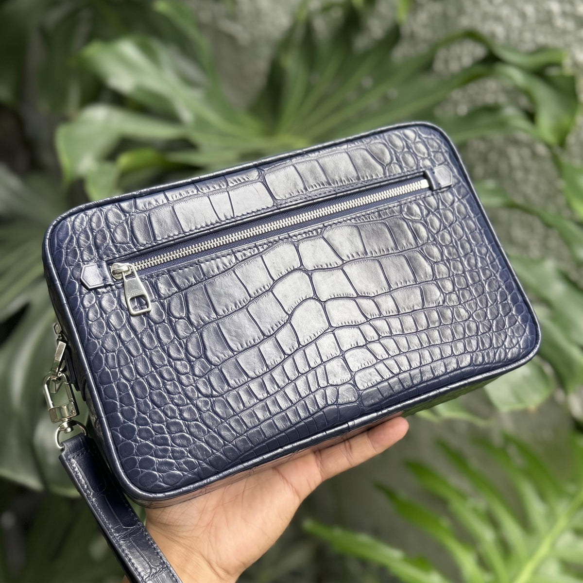 Alligator Leather Dopp Kit, Crossbody by Thor Leather Craft - detail view 2