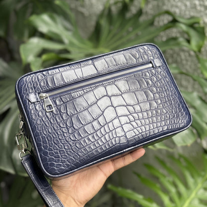 Alligator Leather Dopp Kit, Crossbody by Thor Leather Craft - detail view 2