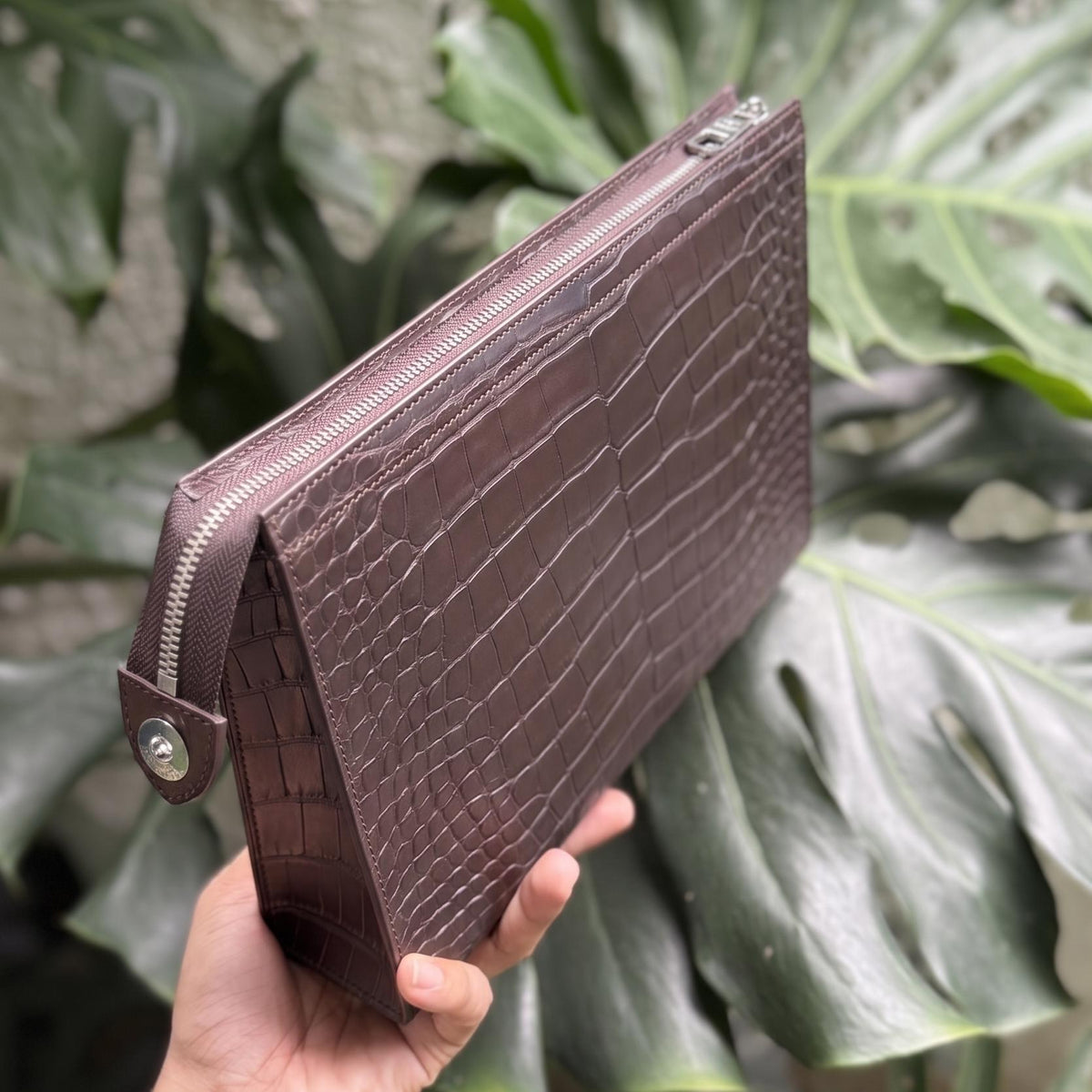 Business Alligator Leather Clutch Bag by Thor Leather Craft