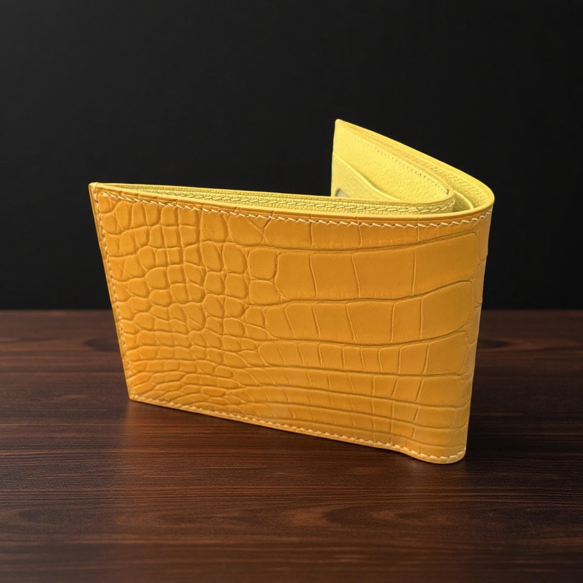 Alligator Bifold Wallet, Handmade Saddle Stitched, Personalized