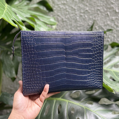Portfolio Alligator Leather Clutch Bag - Style 2 by Thor Leather Craft - detail view 5