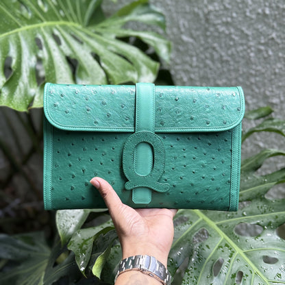 Ostrich Leather Clutch Bag by Thor Leather Craft